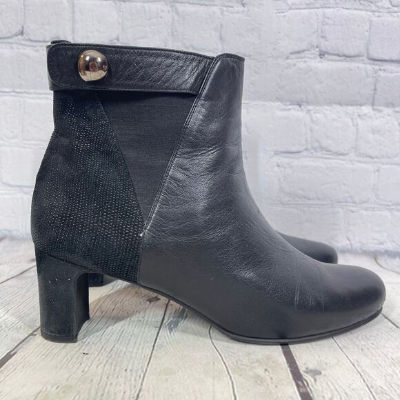 Stuart Weitzman Ankle Boots Women's Size 9 Black Leather Heel Platform Career - Picture 1 of 16